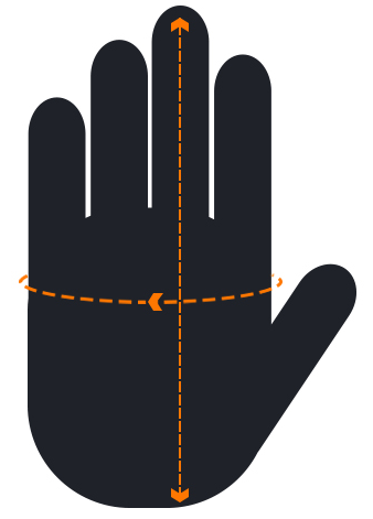 Please measure the length and width of your hand to find your size