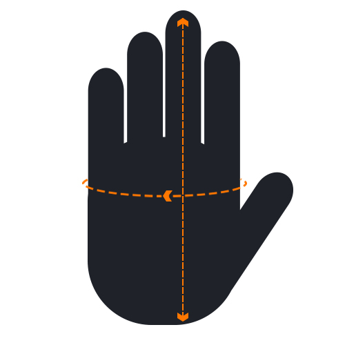 Indications of Where to Measure Your Hand, hand length and palm circumference at knuckle