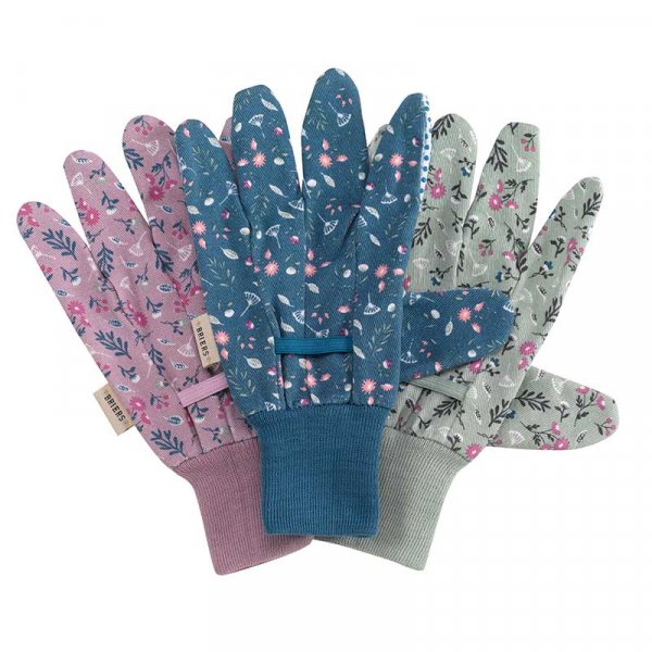 Briers Flower Field Cotton Grip Gloves (Pack of 3)