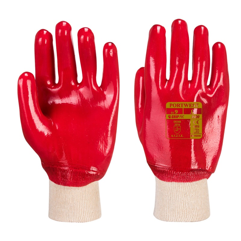 Portwest Oil-Resistant PVC Red Gloves A400 Portwest Oil-Resistant PVC Red Gloves A400