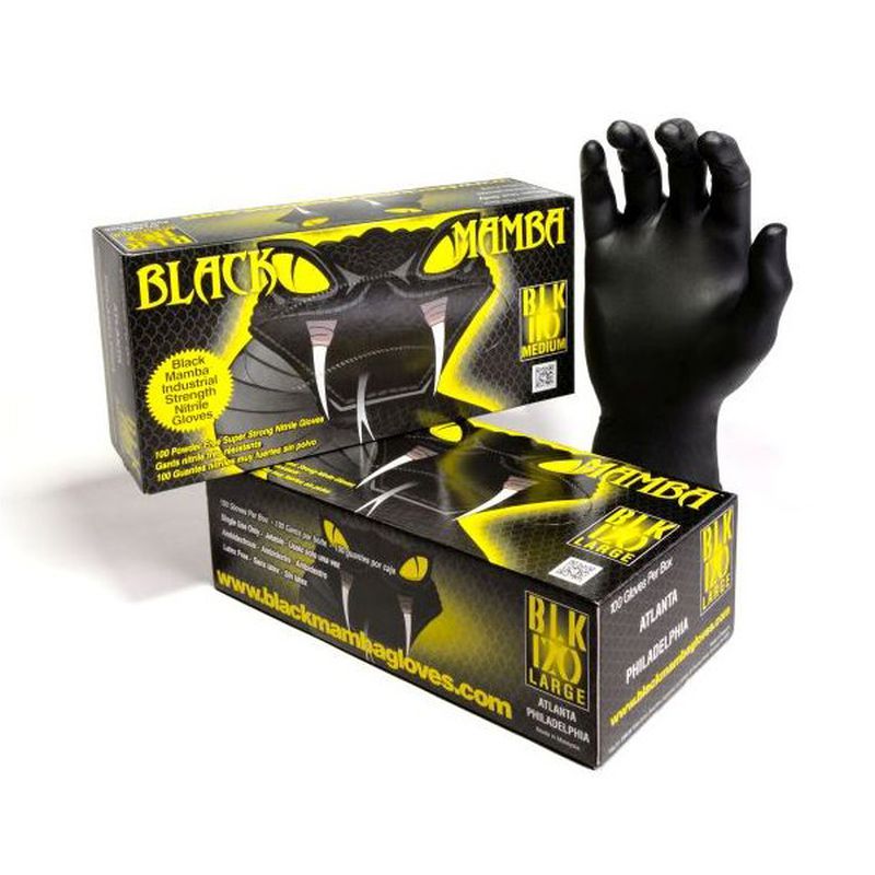 Black Mamba Disposable Black Nitrile Gloves BX-BMG Black Mamba Disposable Black Nitrile Gloves BX-BMG