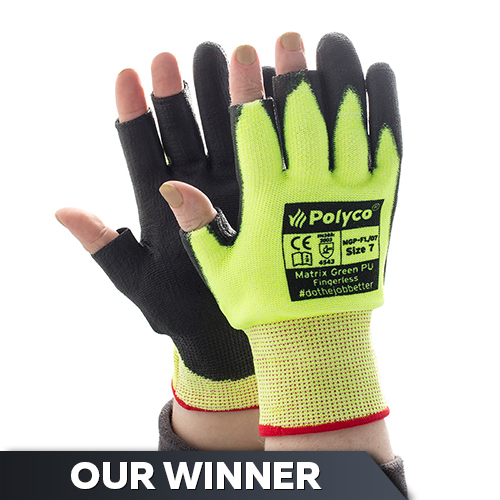 Polyco Matrix Green PU Fingerless Gloves MGP-FL 