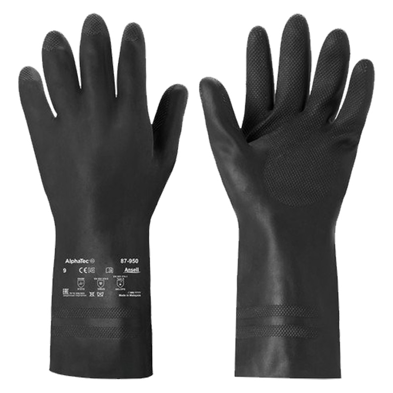 Ansell AlphaTec 87-950 Black Industrial Chemical Gauntlets