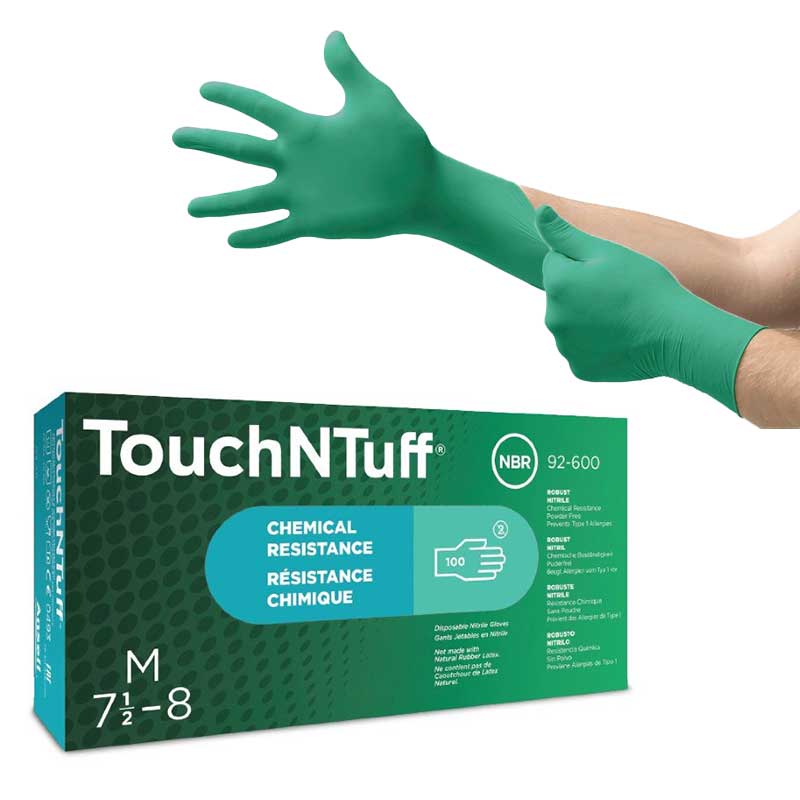 Ansell TouchNTuff 92-600VP Single-Use Sustainable Chemical Gloves (Vending Pack)