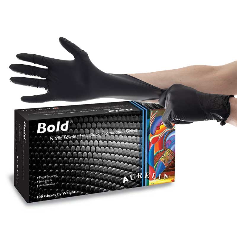 Aurelia Bold Disposable Black Nitrile Gloves