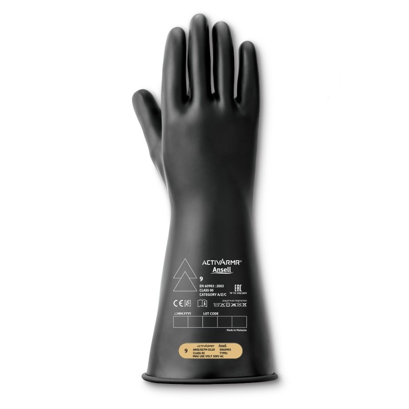 Ansell ActivArmr RIG0014B Class 00 Electrical Gloves (Black)