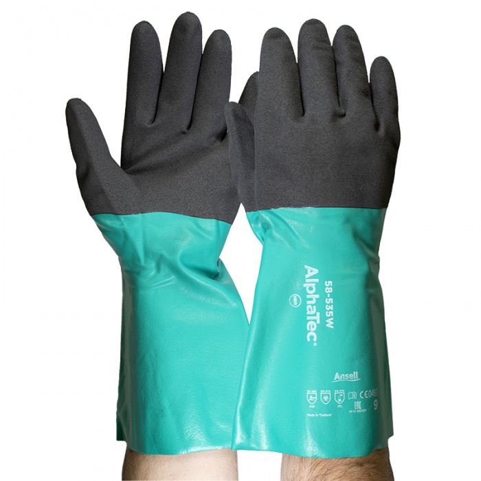 Ansell AlphaTec 58-535W Chemical-Resistant Gauntlet Gloves