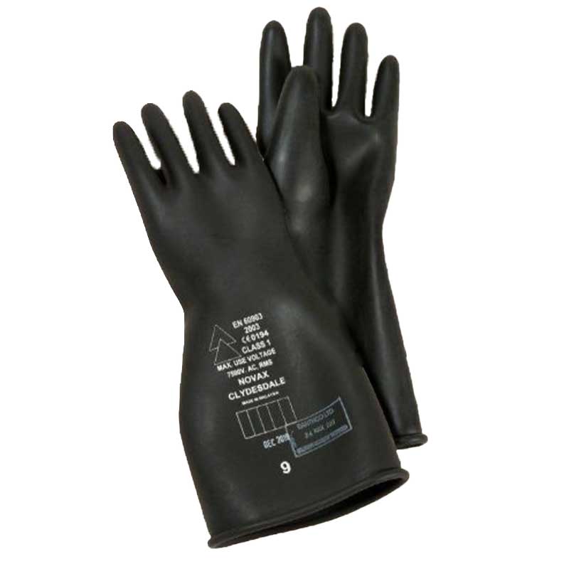 Clydesdale Black Rubber Electrician's Non-Conductive Gloves Class 1