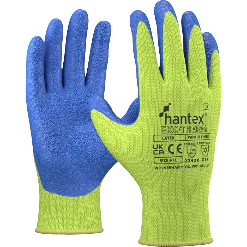 UCi Hantex EkoTherm Hi-Vis Latex Winter Work Gloves (Yellow)