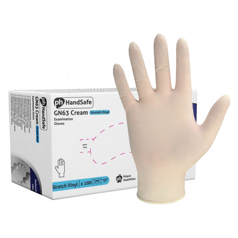 Hand Safe GN63 Stretch Vinyl Powder-Free Disposable Gloves