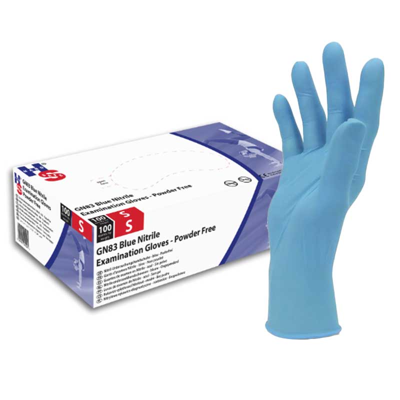 Hand Safe GN83 Blue Nitrile Examination Gloves