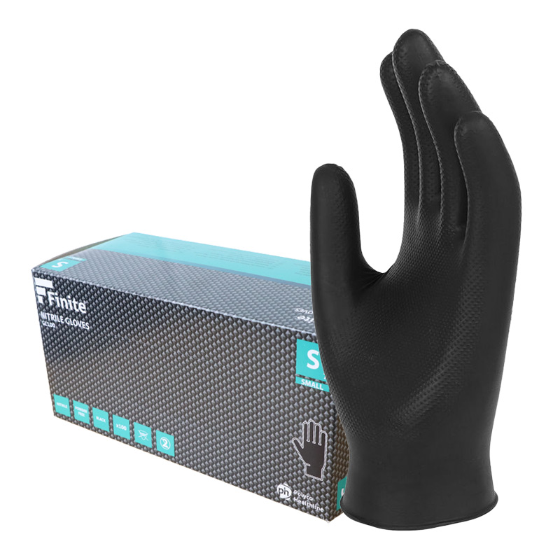 Polyco Finite Bodyguards Black Nitrile Disposable Gloves GL100