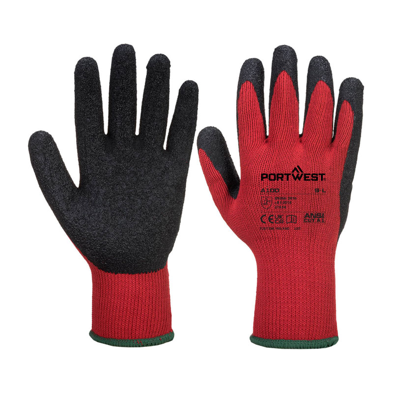 Portwest Latex Red and Black Grip Gloves A100