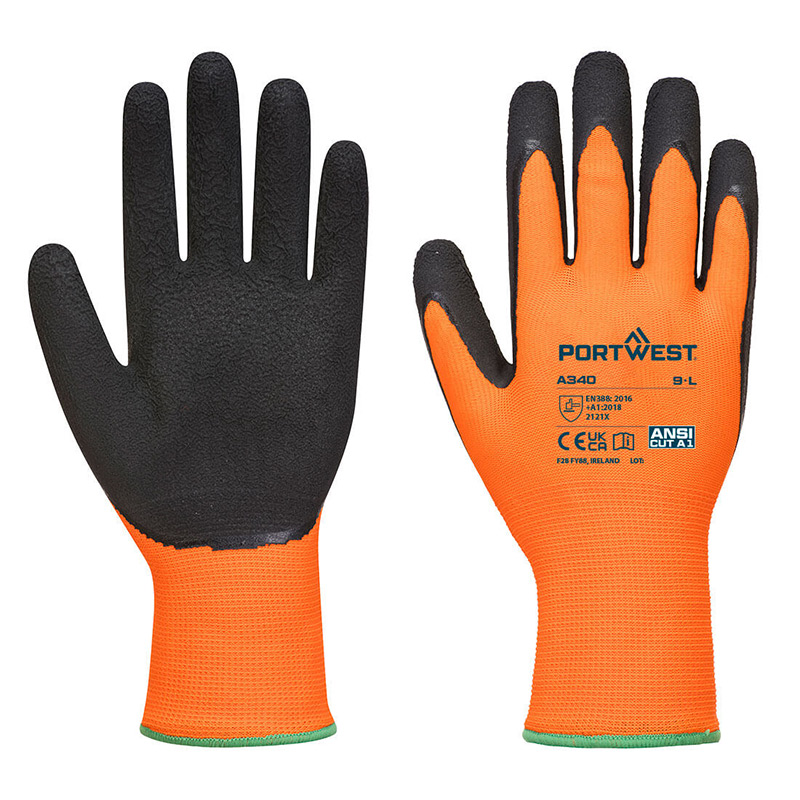 Portwest Orange and Black Hi-Vis Grip Gloves A340OR