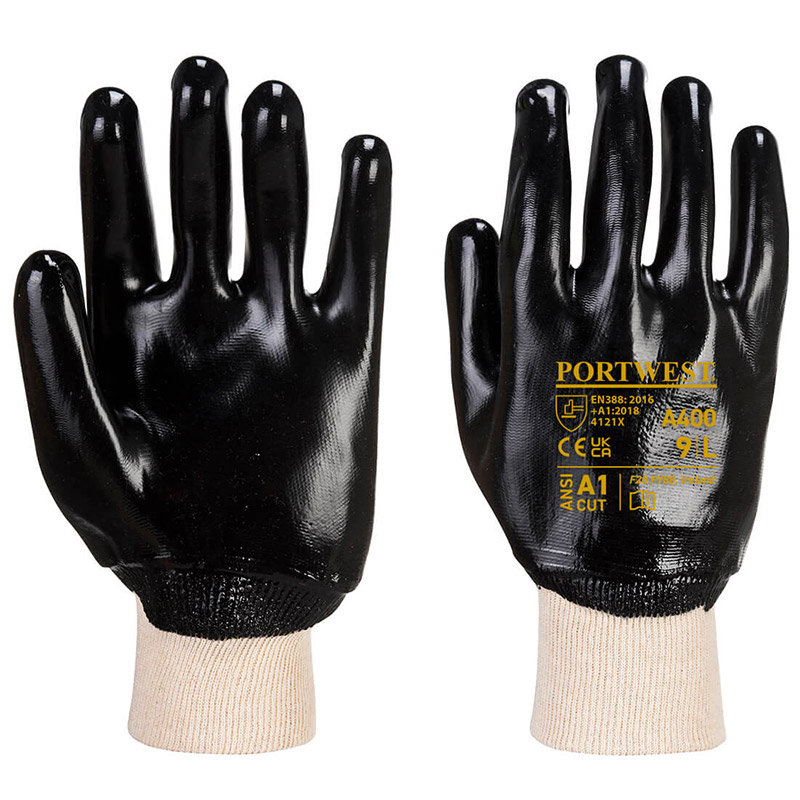 Portwest Oil-Resistant PVC Black Gloves A400