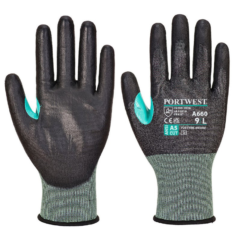 Portwest A660 CS Cut E18 PU Gloves (Black)