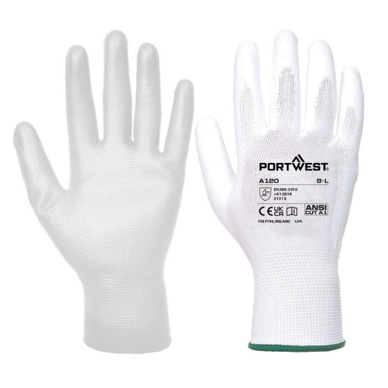 Portwest White PU Palm Gloves A120