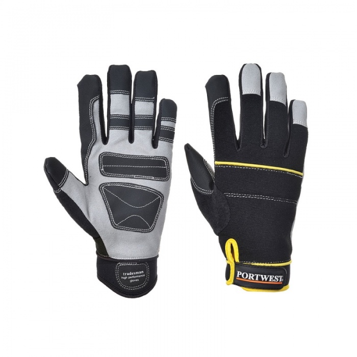 Portwest Black Heavy-Duty Leather Tradesman Gloves A710BK