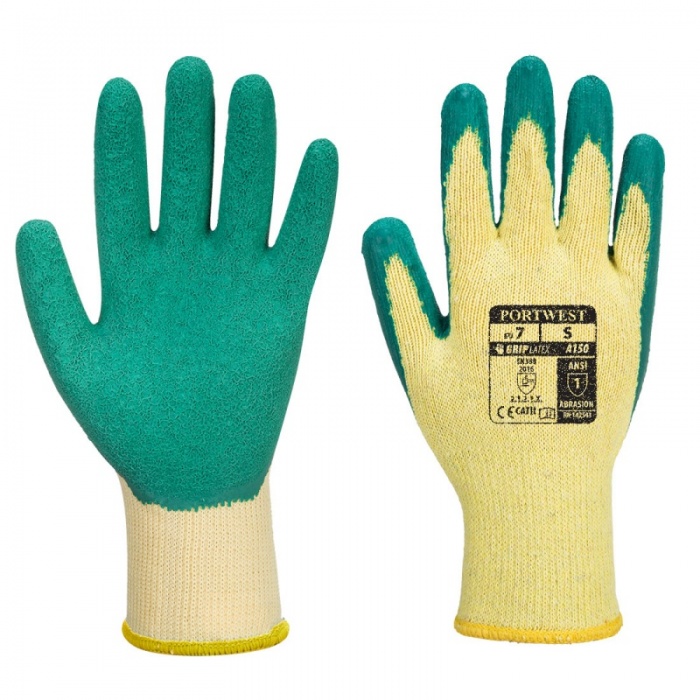 Portwest A150 Green Latex Grip Gloves