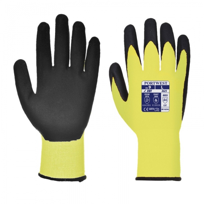 Portwest Yellow Hi-Vis Cut-Resistant Gloves A625Y8