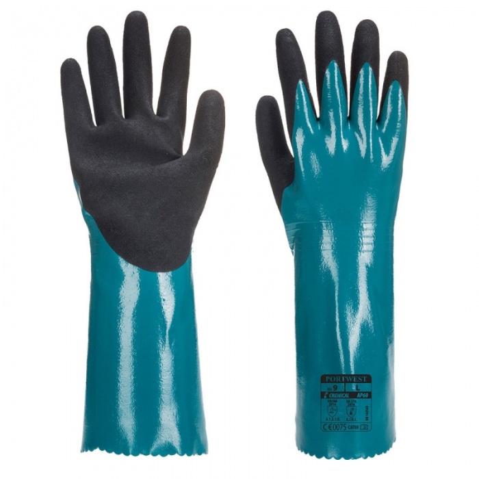 Portwest Nitrile Sandy Grip Chemical-Resistant Gauntlets AP60