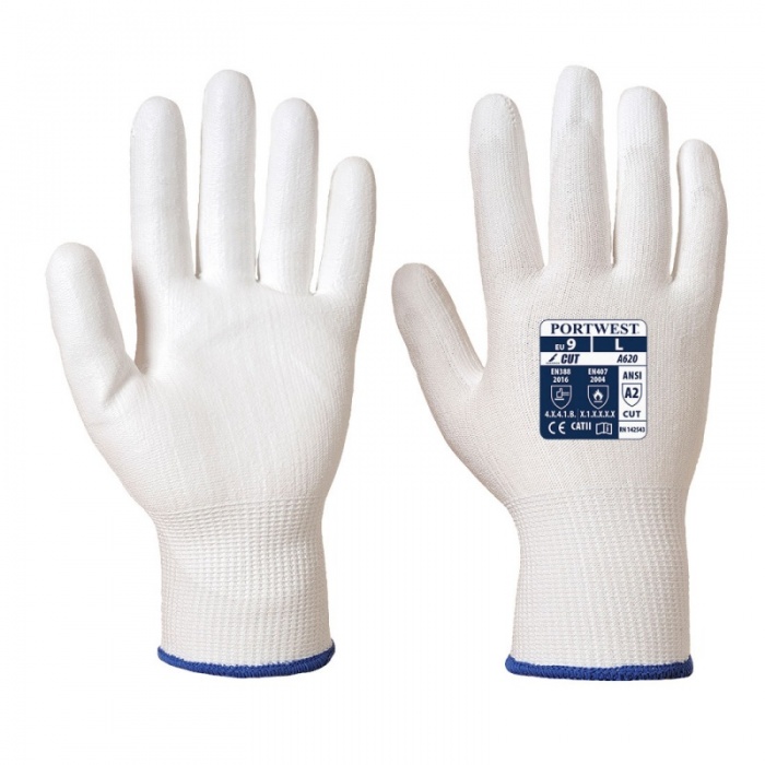 Portwest White PU Palm-Coated Handling Gloves A620W6