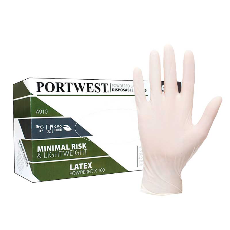 Portwest Powdered Latex Disposable Gloves A910