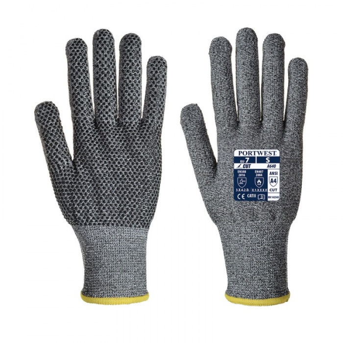 Portwest Sabre Cut-Resistant PVC Dot Palm Gloves A640