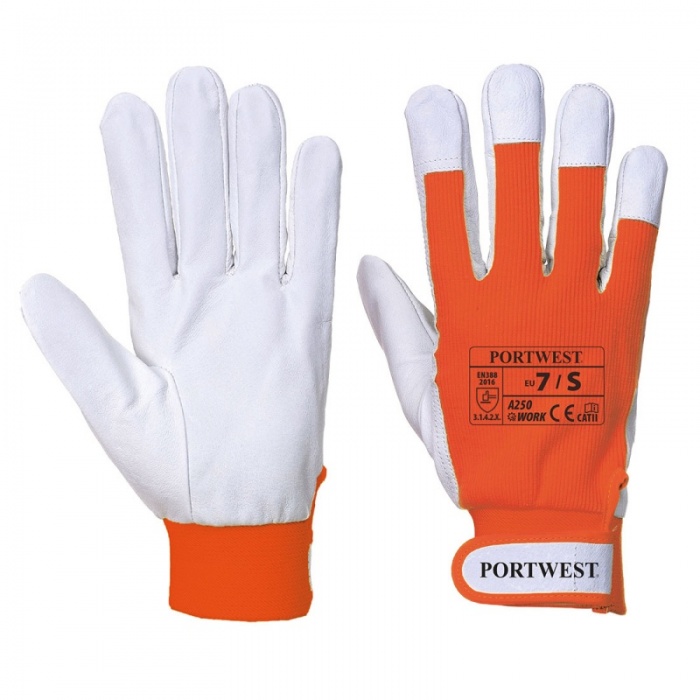 Portwest Tergsus Small Orange Leather Work Gloves A250OR