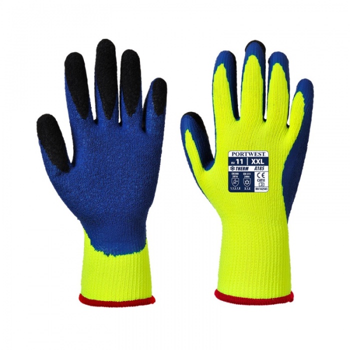 Portwest Thermal Latex Yellow and Blue Gloves A185Y4