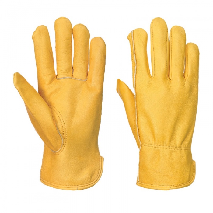 10x Yellow Leather Gloves HGV Drivers Fork Lift Truck Lorry Driving Safety Glove