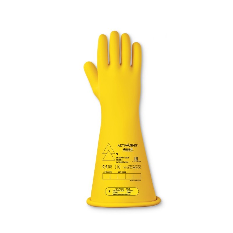 Ansell ActivArmr RIG214Y Class 2 High-Voltage Gloves (Yellow)