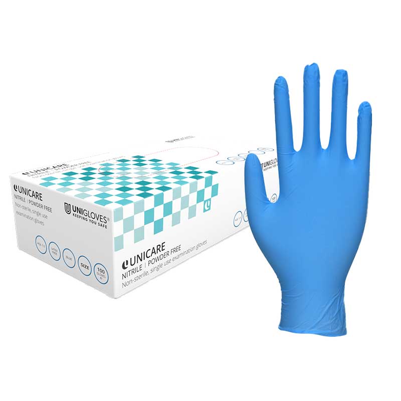 Unicare Disposable Powder-Free Nitrile Examination Gloves