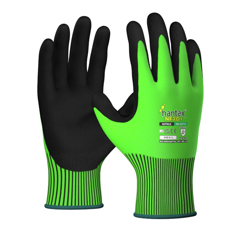 UCi Hantex NFXD+ Nitrile Foam Coated Level D Cut-Resistant Safety Gloves