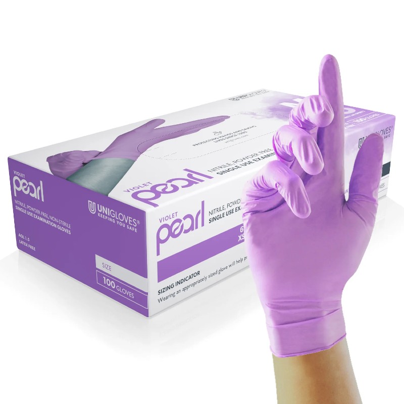Unigloves GP007 Violet Pearl Nitrile Food Safe Disposable Gloves Box of 100