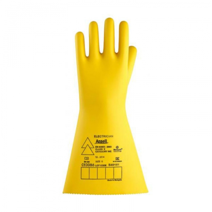 Ansell E022B Electrician Class 2 Long Black Latex Gloves