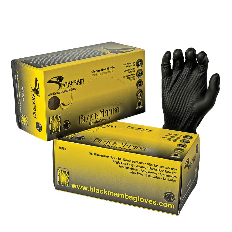 Black Mamba BX-BSS Snakeskin Nitrile Disposable Gloves (Box of 100 Gloves)