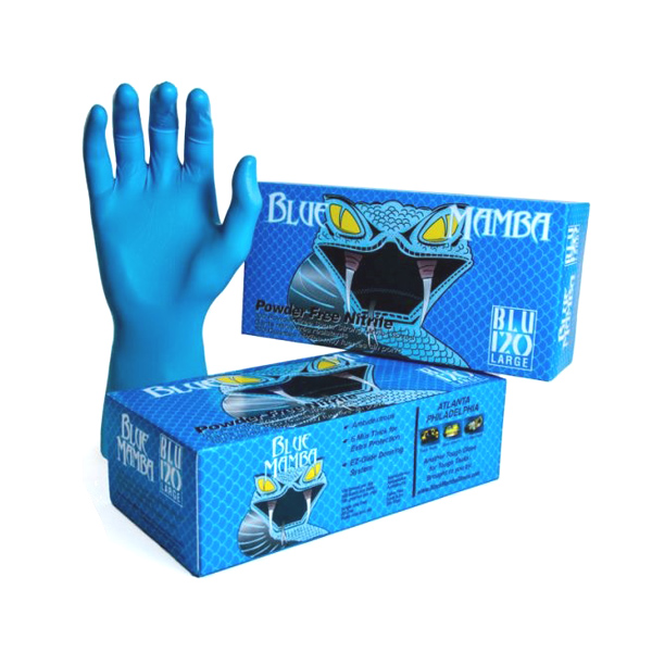 Blue Mamba Disposable Nitrile Gloves BX-BLU