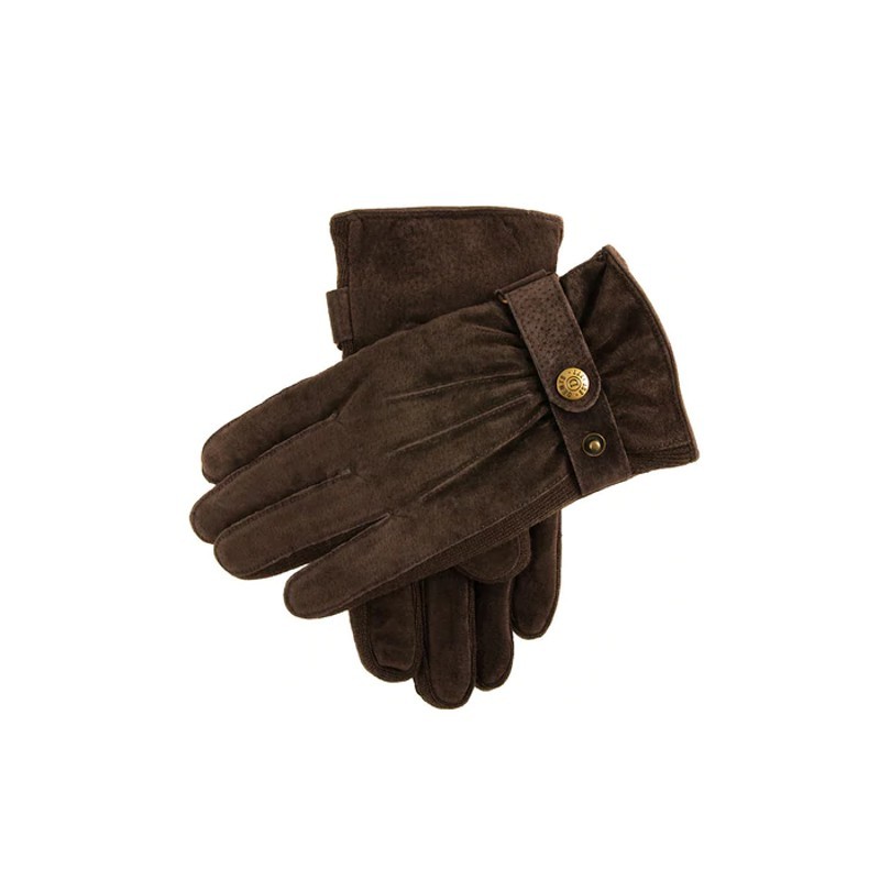 Dents Chester Men's Brown Suede Fleece-Lined Walking Gloves