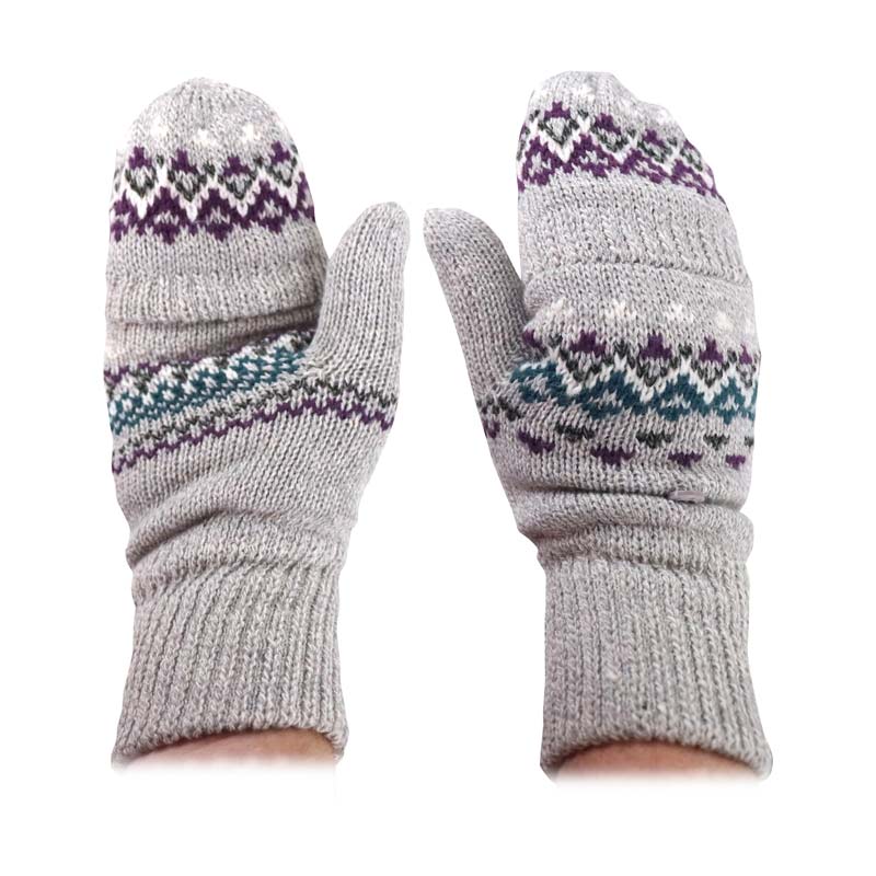 Heat Holders Nordic Grey Ladies Light Heather Converter Mittens