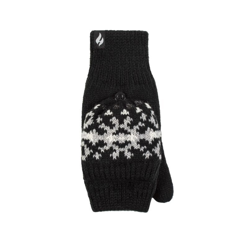 Heat Holders  Women's Solid Cable Knit Gloves - Black