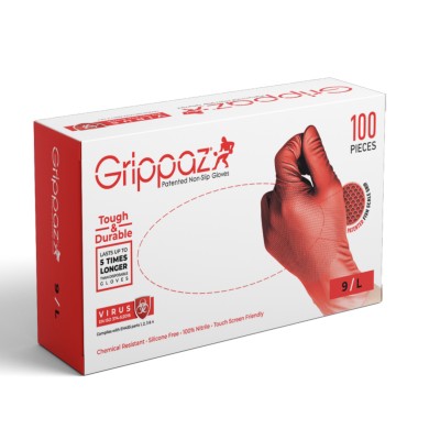 Grippaz Nitrile Red Disposable Fish Scale Gloves