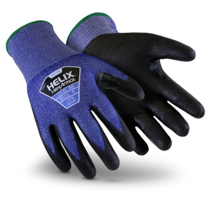 HexArmor Helix 2076 Cut Level F PU Grip Gloves 60660