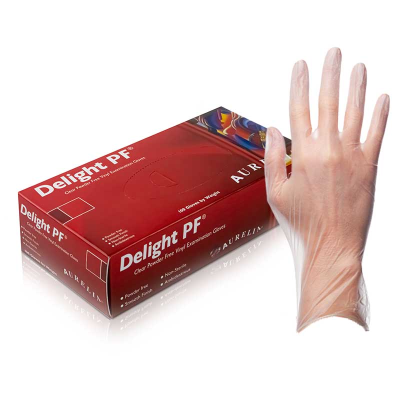 Aurelia Delight PF Medical Grade Vinyl Gloves 3822 (Pack of 100)