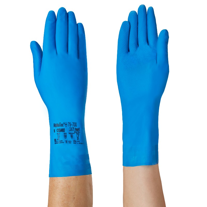 Ansell AlphaTec 79-700 Blue Nitrile Gauntlet Gloves