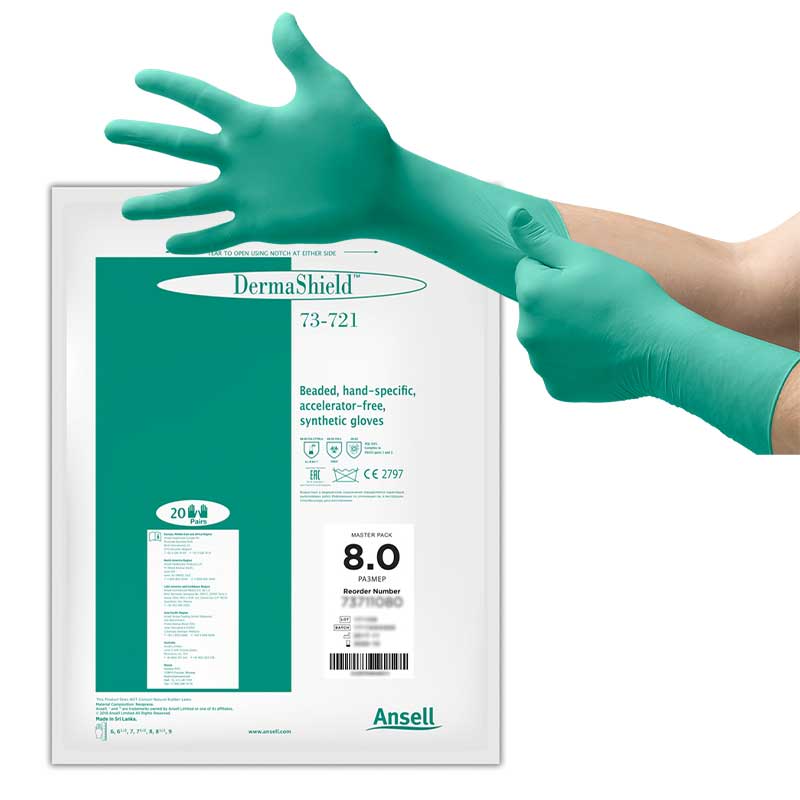 Ansell DermaShield 73-721 Single-Use Non-Sterile Controlled Work Gloves (Pack of 20 Pairs)