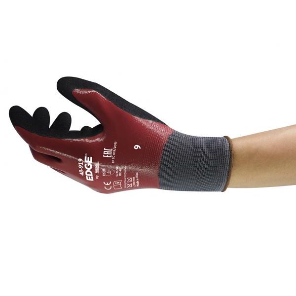 Ansell Edge 48-919 Nitrile Dipped Oil-Resistant Polyester Gloves
