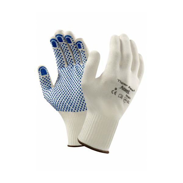 Ansell Tiger Paw 76-301 Polycotton PVC Dot Work Gloves