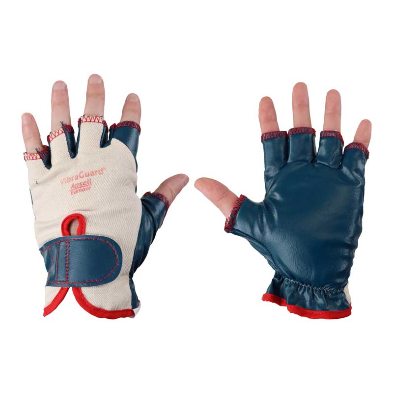 Ansell 07111 VibraGuard HalfFinger Padded Gloves Gloves.co.uk