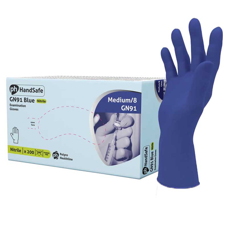 Hand Safe GN91 Stretch Powder-Free Nitrile Examination Gloves